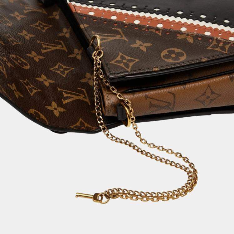 Pre Owned Louis Vuitton Monogram Reverse Pochette Metis Mm Handbag Brown/Black Leather