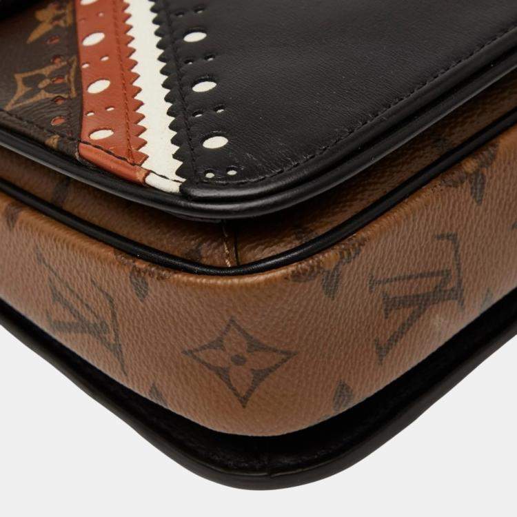 Pre Owned Louis Vuitton Monogram Reverse Pochette Metis Mm Handbag Brown/Black Leather