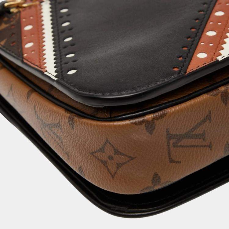 Pre Owned Louis Vuitton Monogram Reverse Pochette Metis Mm Handbag Brown/Black Leather