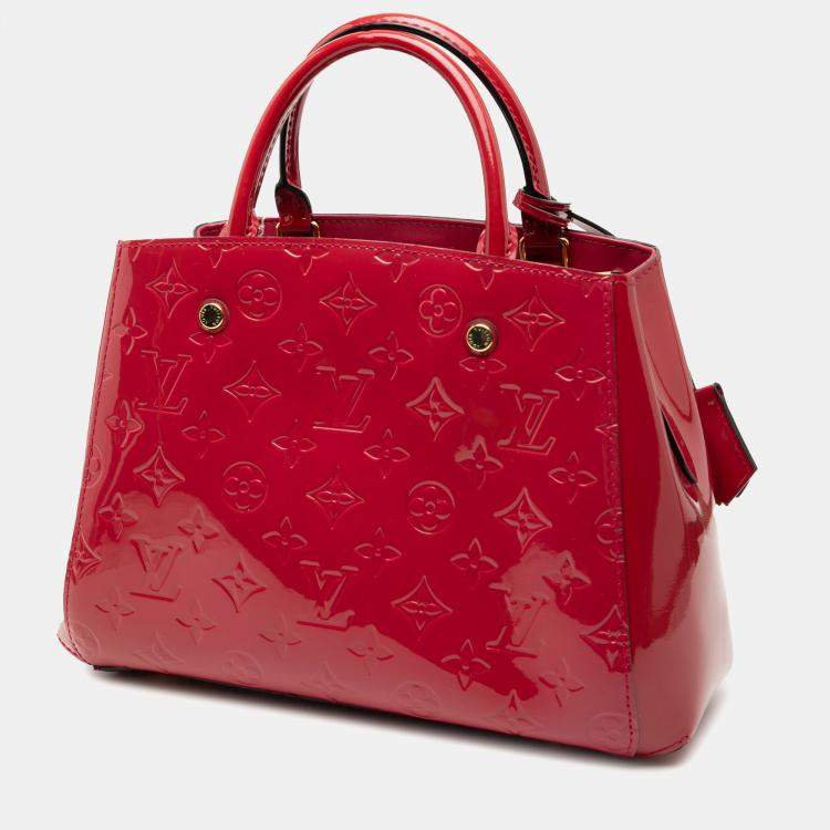 Pre Owned Louis Vuitton Red Monogram Vernis Montaigne BB