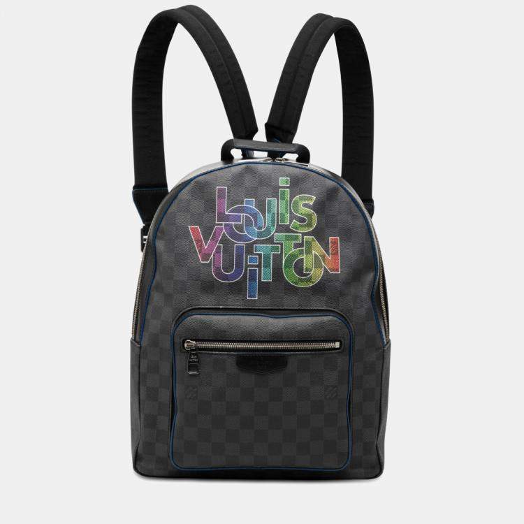 Pre Owned Louis Vuitton Black Limited Edition Damier Graphite Logo Rainbow Josh Backpack