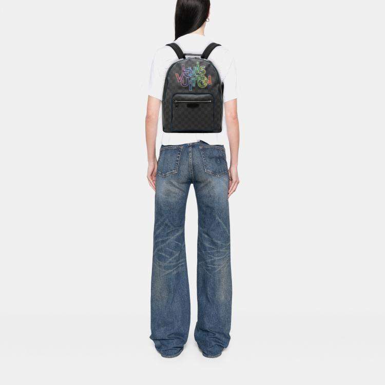 Pre Owned Louis Vuitton Black Limited Edition Damier Graphite Logo Rainbow Josh Backpack