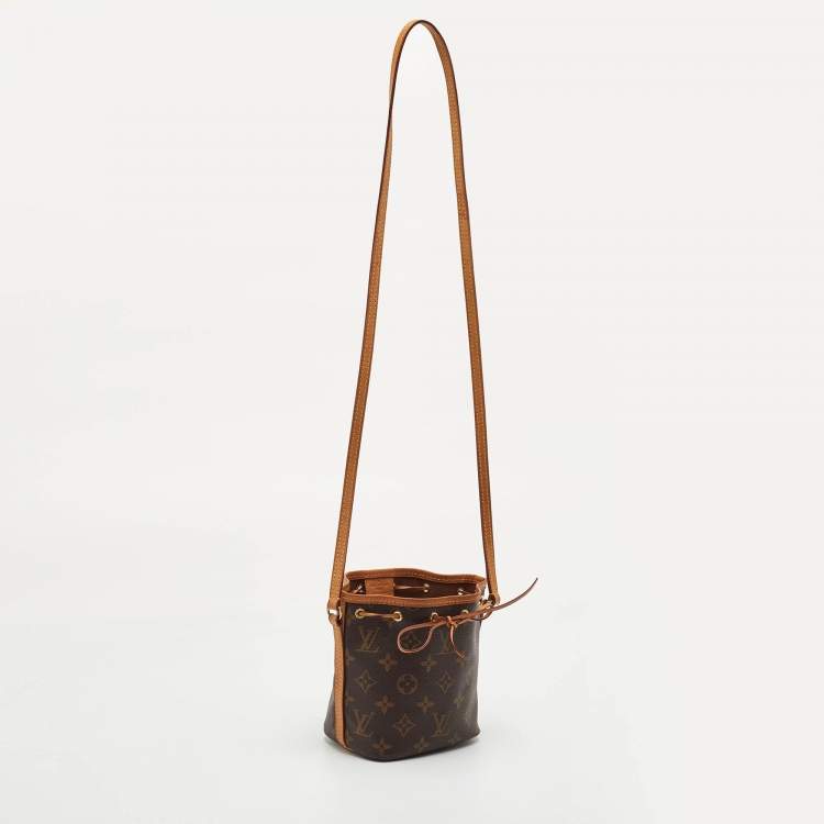 Pre Owned Louis Vuitton Noe Nano Brown Monogram Canvas and Leather Bucket Bag