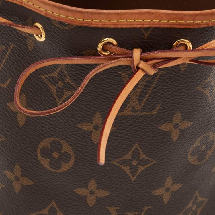 Pre Owned Louis Vuitton Noe Nano Brown Monogram Canvas and Leather Bucket Bag