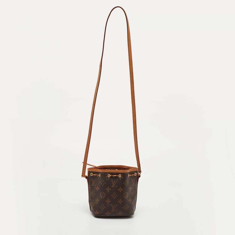 Pre Owned Louis Vuitton Noe Nano Brown Monogram Canvas and Leather Bucket Bag