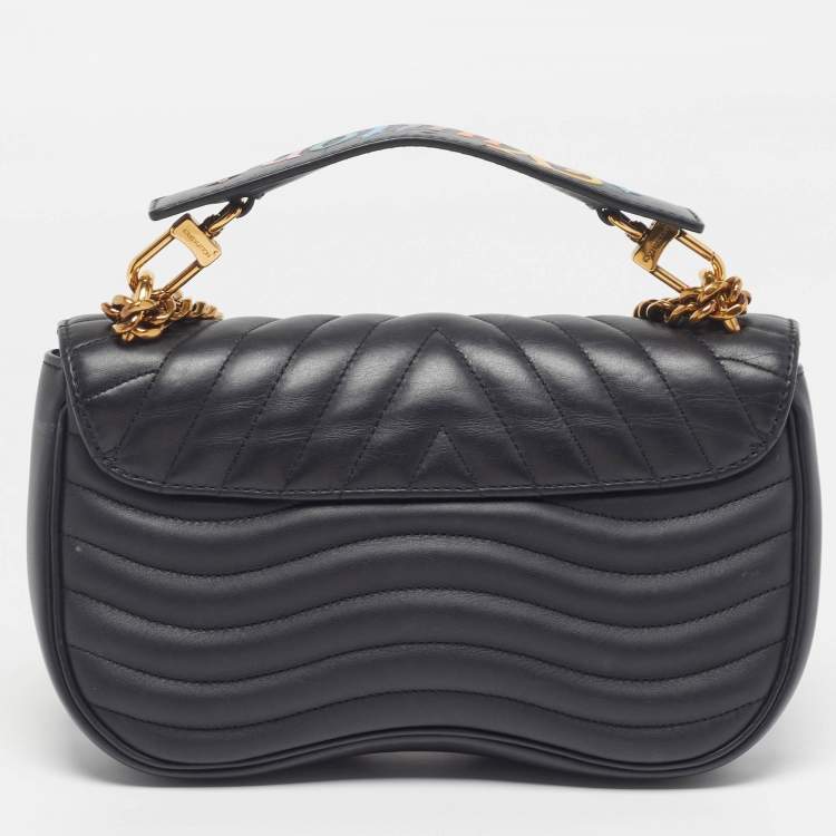 Pre Owned Louis Vuitton New Wave Chain MM Black Leather Bag