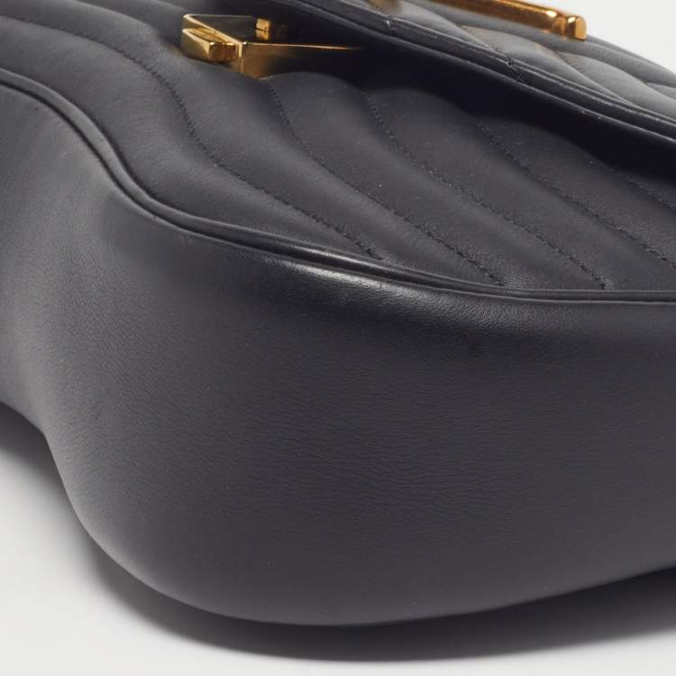 Pre Owned Louis Vuitton New Wave Chain MM Black Leather Bag