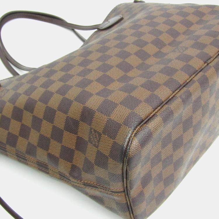 Pre Owned Louis Vuitton Damier Neverfull MM Tote Bag Brown Ebene