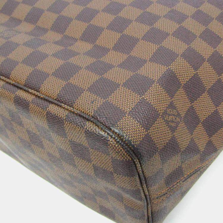 Pre Owned Louis Vuitton Damier Neverfull MM Tote Bag Brown Ebene