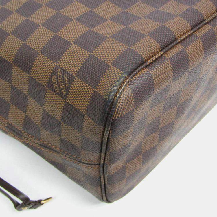 Pre Owned Louis Vuitton Damier Neverfull MM Tote Bag Brown Ebene