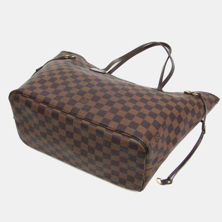 Pre Owned Louis Vuitton Damier Neverfull MM Tote Bag Brown Ebene