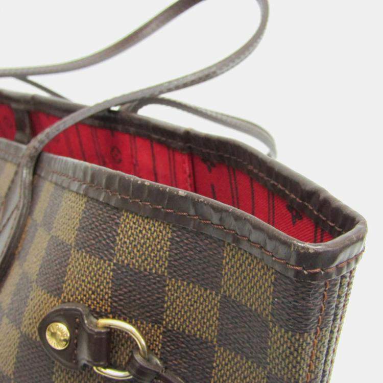 Pre Owned Louis Vuitton Damier Neverfull MM Tote Bag Brown Ebene