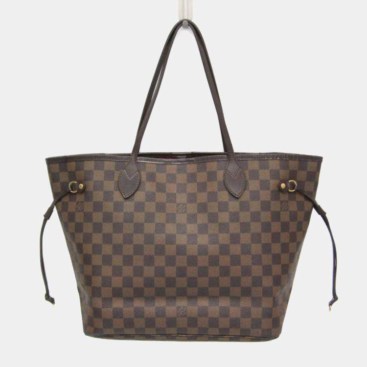 Pre Owned Louis Vuitton Damier Neverfull MM Tote Bag Brown Ebene
