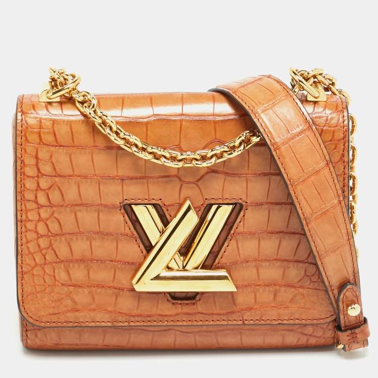 Pre Owned Louis Vuitton Twist PM Brown Crocodile Bag