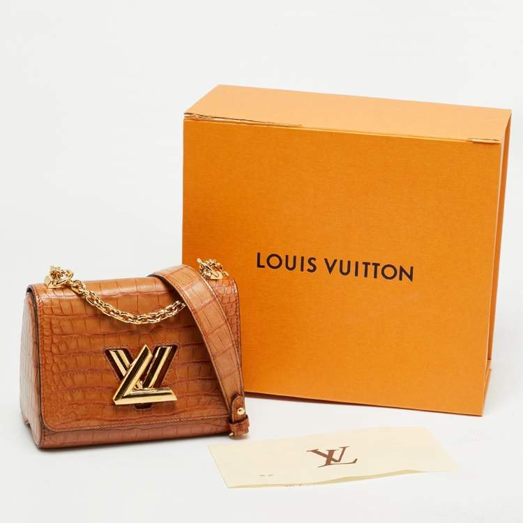 Pre Owned Louis Vuitton Twist PM Brown Crocodile Bag