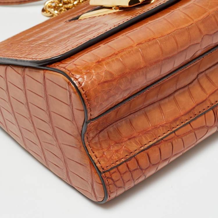 Pre Owned Louis Vuitton Twist PM Brown Crocodile Bag