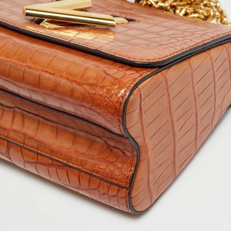 Pre Owned Louis Vuitton Twist PM Brown Crocodile Bag