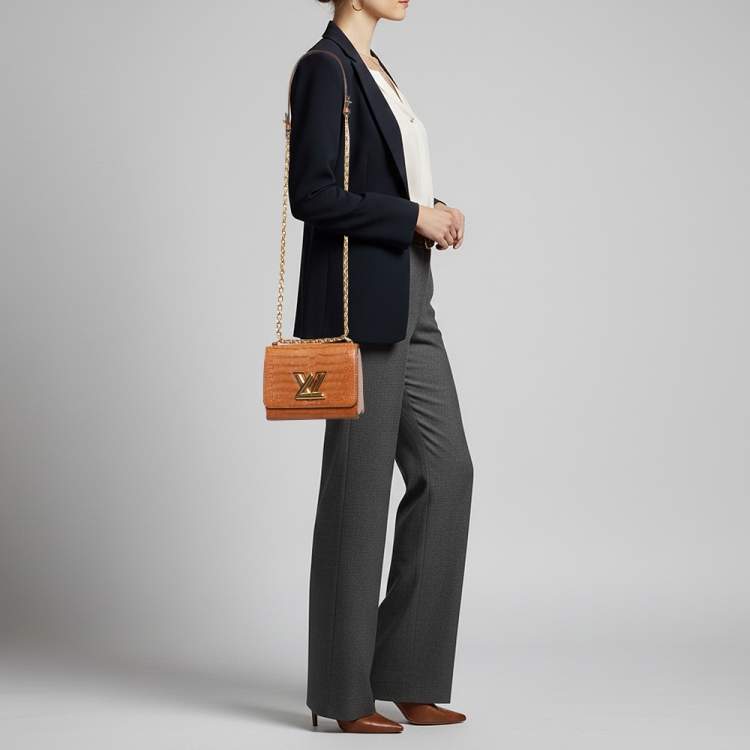 Pre Owned Louis Vuitton Twist PM Brown Crocodile Bag