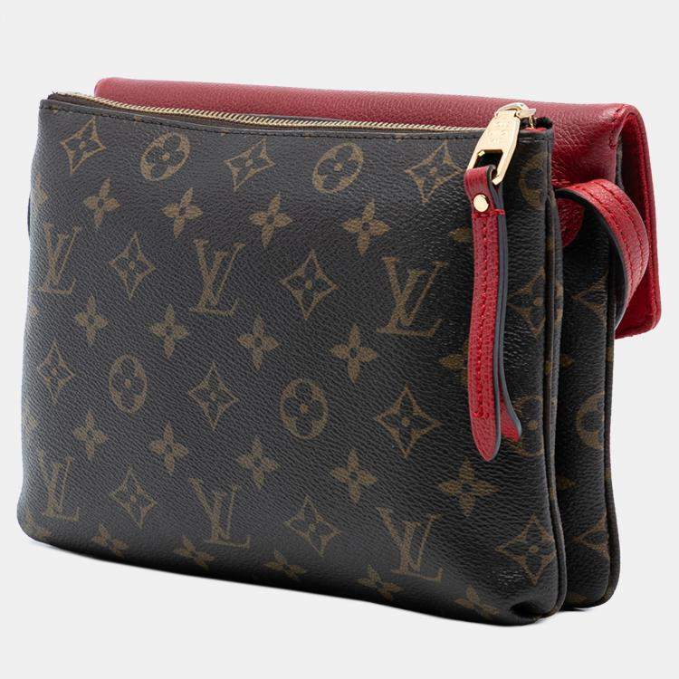 Pre Owned Louis Vuitton Brown Red Monogram Twice