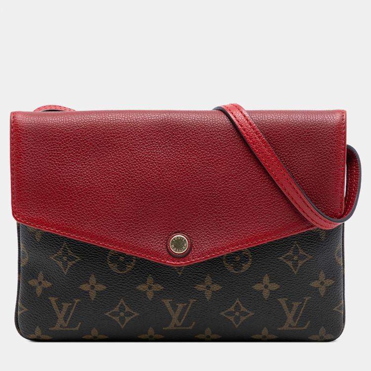 Pre Owned Louis Vuitton Brown Red Monogram Twice