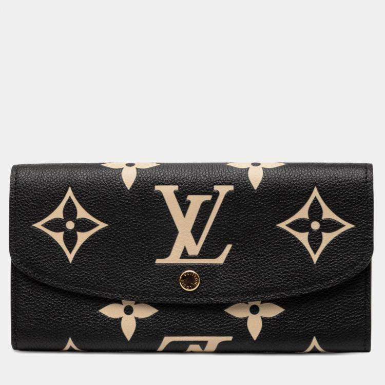 Pre Owned Louis Vuitton Black Brown Bicolor Monogram Empreinte Giant Emilie Wallet