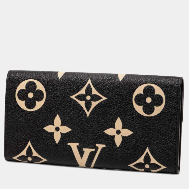 Pre Owned Louis Vuitton Black Brown Bicolor Monogram Empreinte Giant Emilie Wallet
