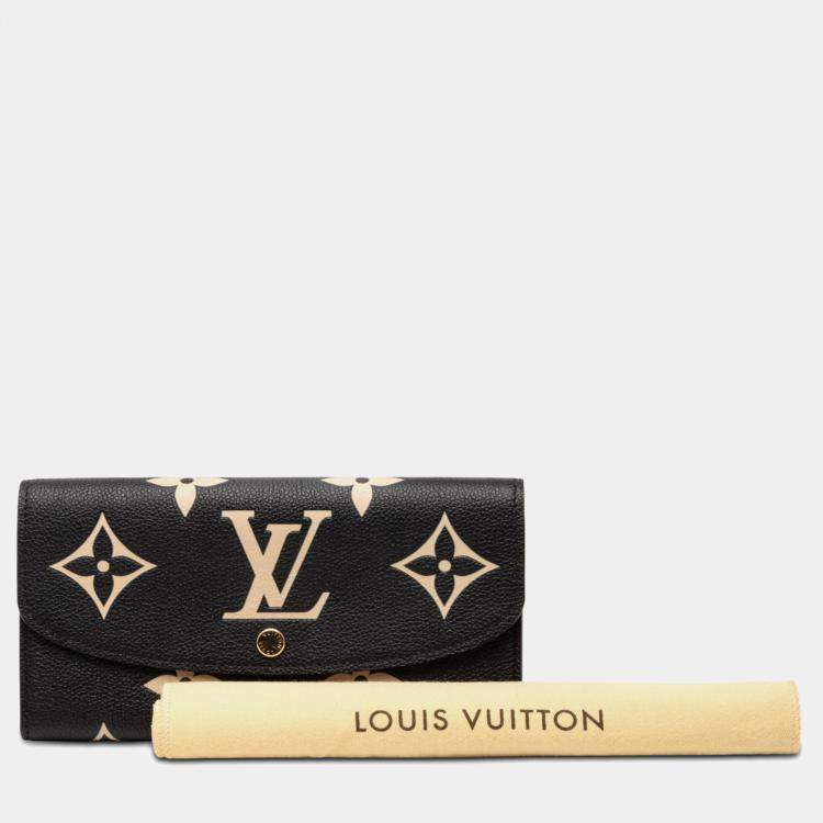 Pre Owned Louis Vuitton Black Brown Bicolor Monogram Empreinte Giant Emilie Wallet