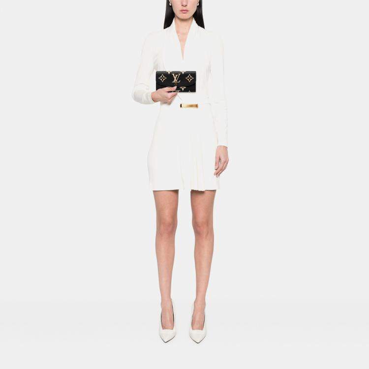 Pre Owned Louis Vuitton Black Brown Bicolor Monogram Empreinte Giant Emilie Wallet