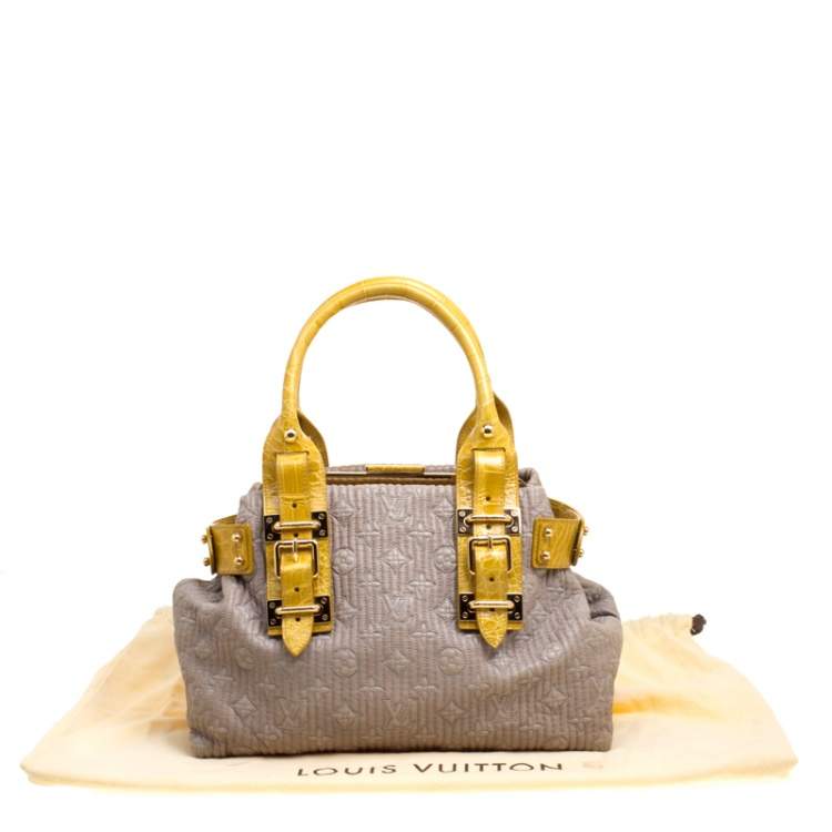 Pre Owned Louis Vuitton Grey/Yellow Monogram Leather and Alligator Motard Biker Bag