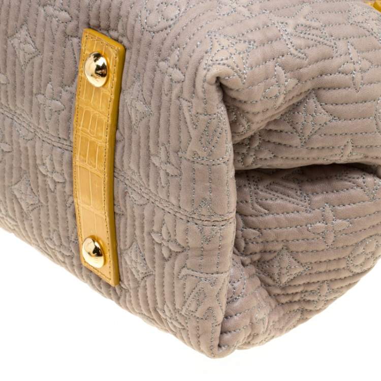 Pre Owned Louis Vuitton Grey/Yellow Monogram Leather and Alligator Motard Biker Bag