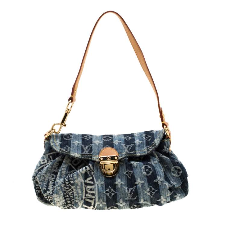 Louis Vuitton Blue Monogram Denim Mini Pleaty Handbag For Sale at