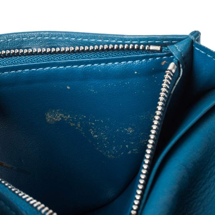 Pre Owned Louis Vuitton Blue Taurillon Leather Brazza Wallet