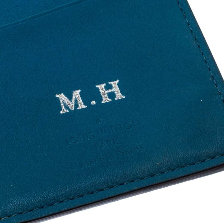 Pre Owned Louis Vuitton Blue Taurillon Leather Brazza Wallet