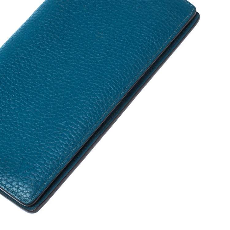 Pre Owned Louis Vuitton Blue Taurillon Leather Brazza Wallet