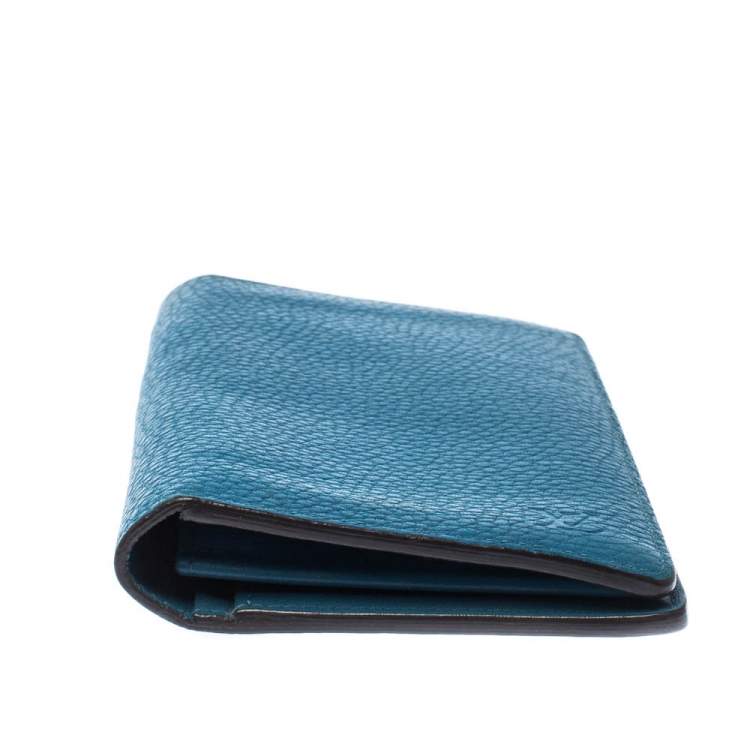 Pre Owned Louis Vuitton Blue Taurillon Leather Brazza Wallet