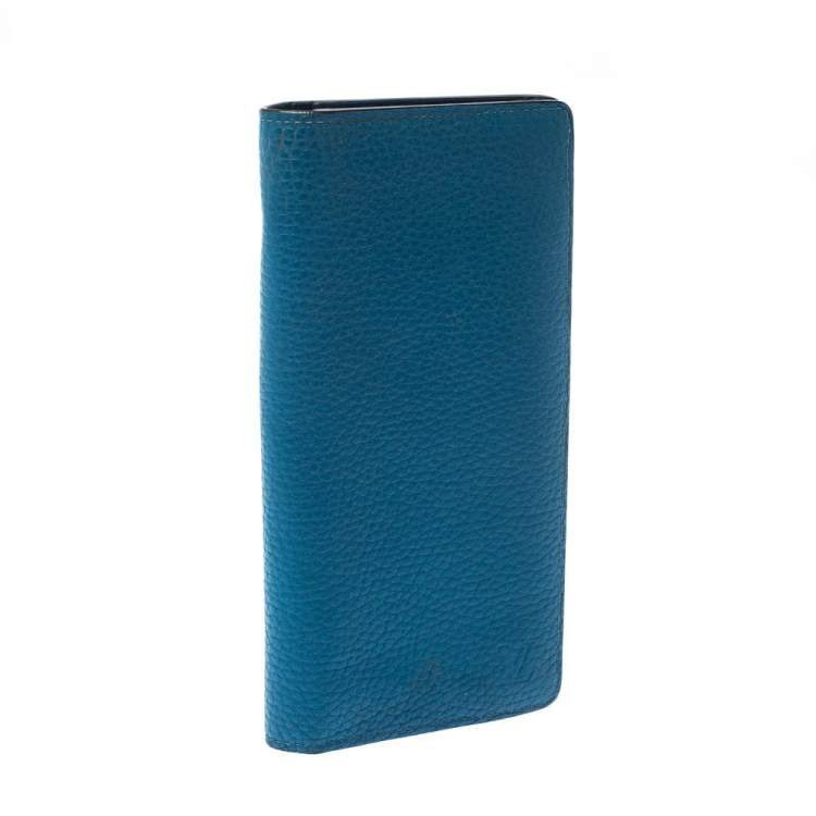Pre Owned Louis Vuitton Blue Taurillon Leather Brazza Wallet