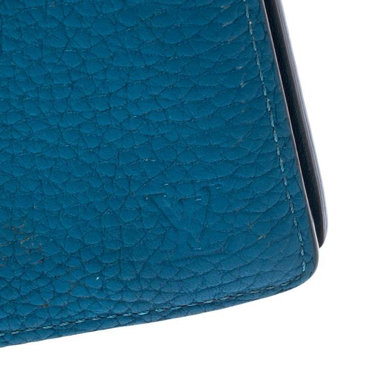 Pre Owned Louis Vuitton Blue Taurillon Leather Brazza Wallet