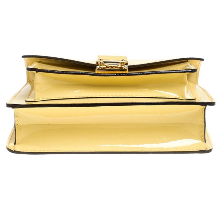 Pre Owned Louis Vuitton Yellow Vernis Leather Monceau BB Bag