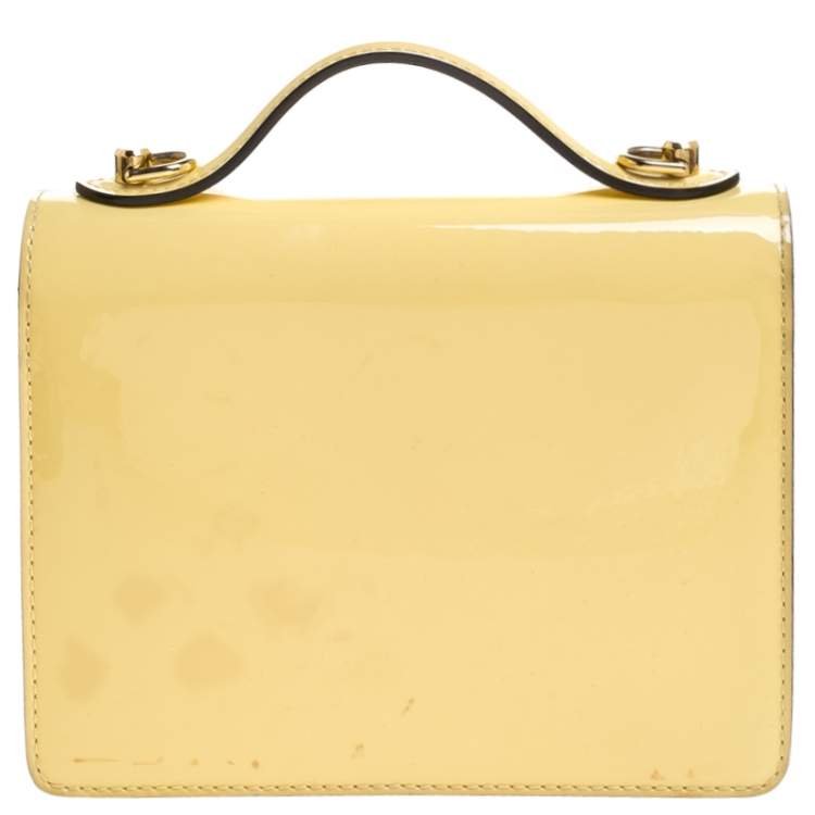 Pre Owned Louis Vuitton Yellow Vernis Leather Monceau BB Bag