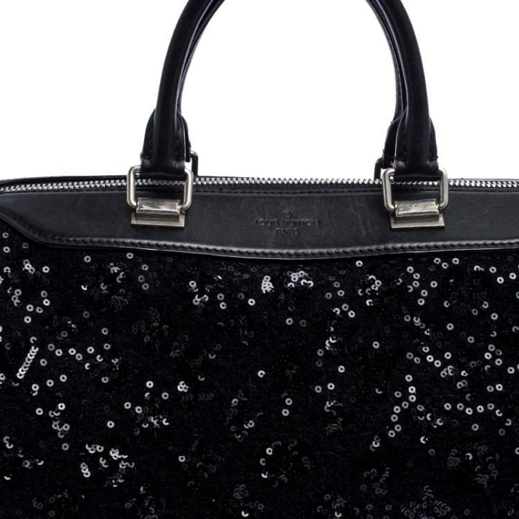 Pre Owned Louis Vuitton Black Sequin Monogram Sunshine Express Speedy 30 Bag