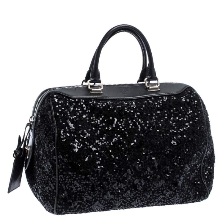 Pre Owned Louis Vuitton Black Sequin Monogram Sunshine Express Speedy 30 Bag