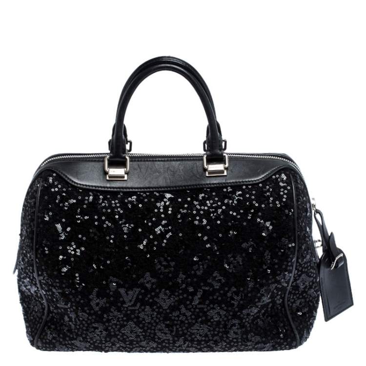 Pre Owned Louis Vuitton Black Sequin Monogram Sunshine Express Speedy 30 Bag