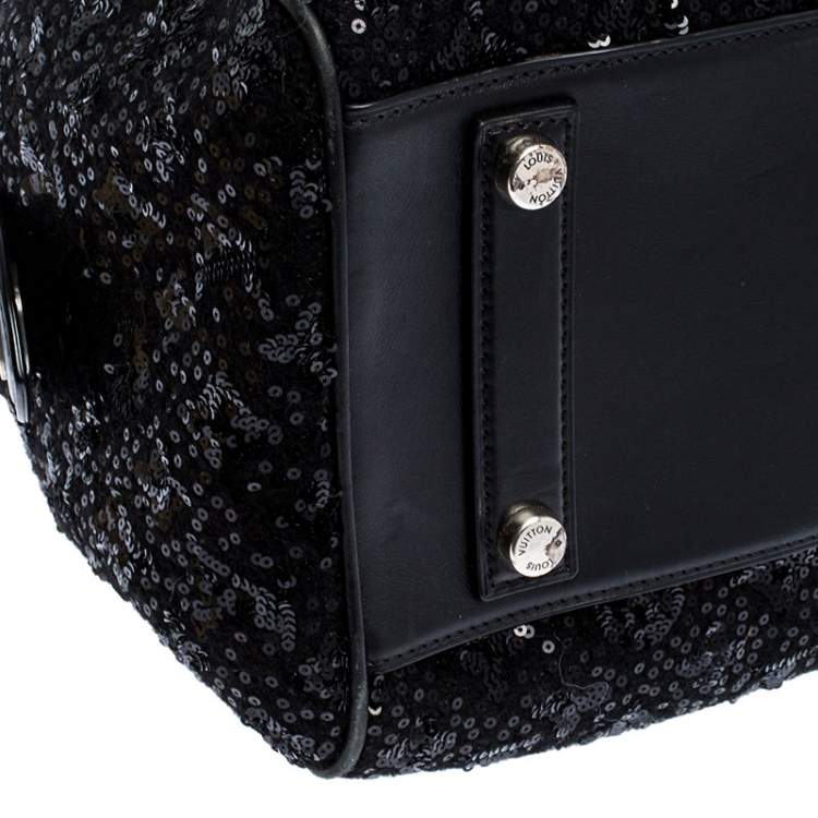 Pre Owned Louis Vuitton Black Sequin Monogram Sunshine Express Speedy 30 Bag
