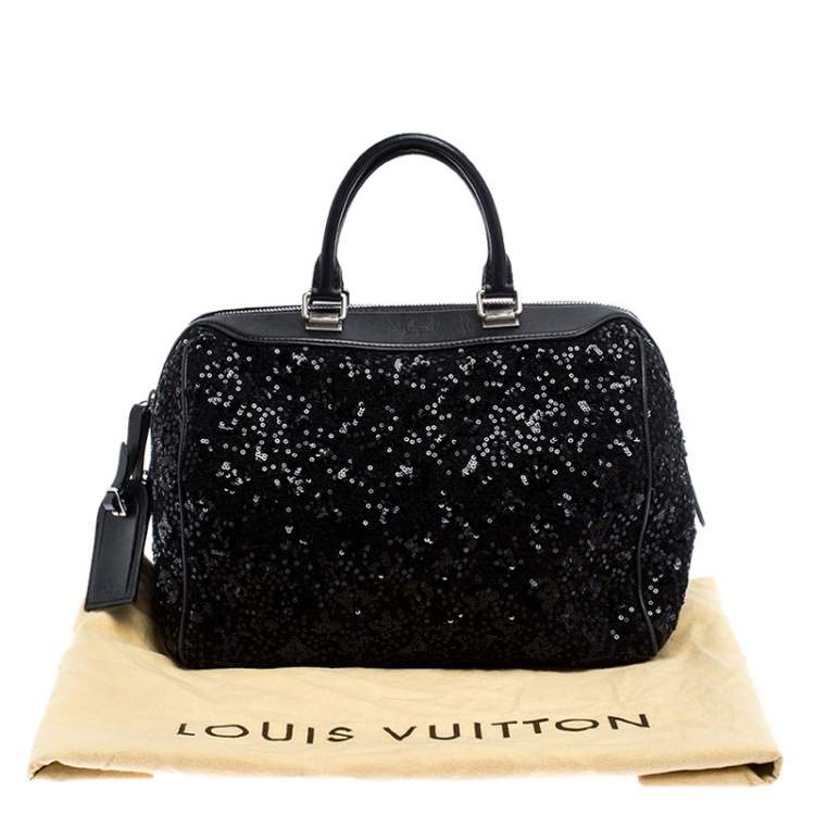 Pre Owned Louis Vuitton Black Sequin Monogram Sunshine Express Speedy 30 Bag