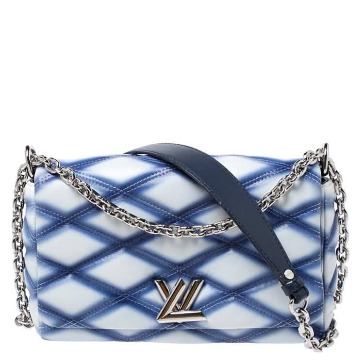Louis Vuitton Blue/White Quilted Lambskin Leather GO-14 Malletage