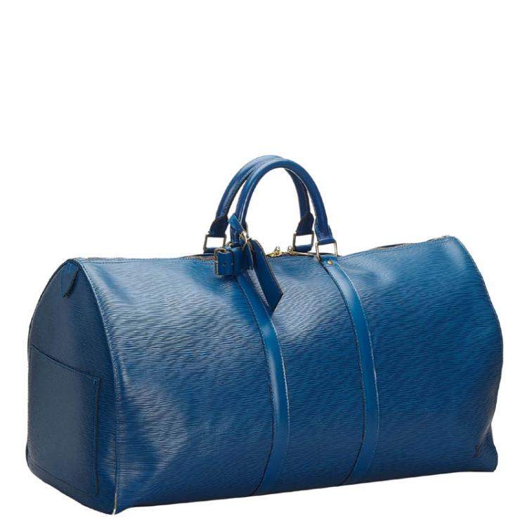 Louis Vuitton Toledo Blue Epi Leather Keepall 50 Bag Louis Vuitton