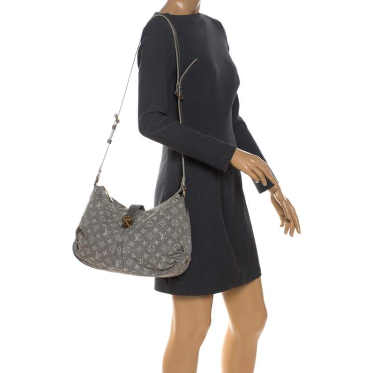 Louis Vuitton Loop Handbag Monogram Jacquard Denim Gray 2414621