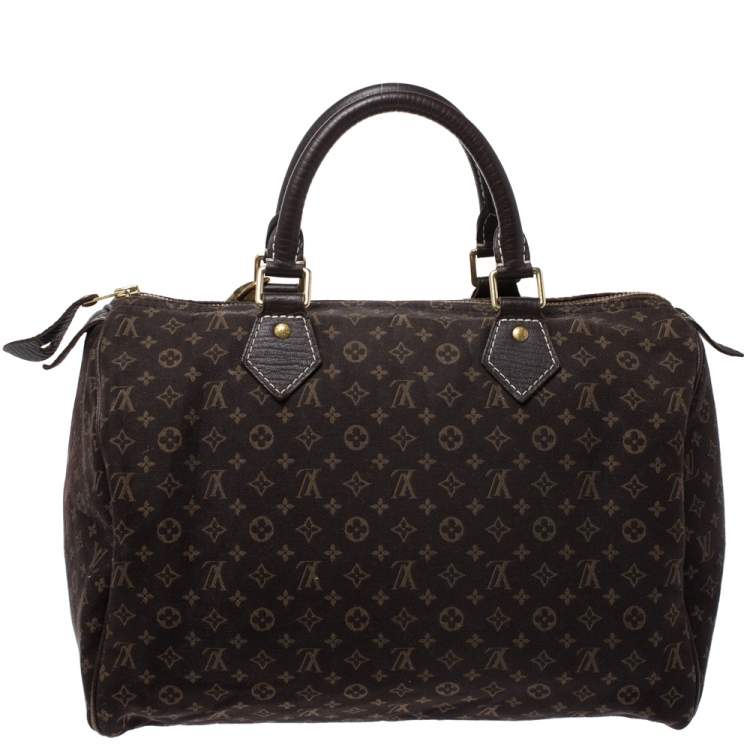 Pre Owned Louis Vuitton Fusain Monogram Canvas Mini Lin Speedy 30 Bag
