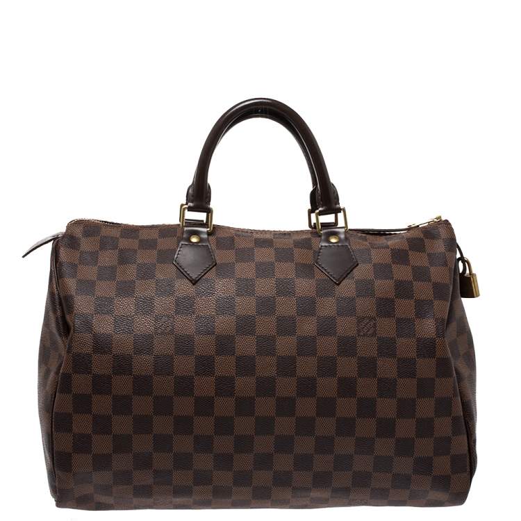 Pre Owned Louis Vuitton Damier Ebene Canvas Speedy 35 Bag