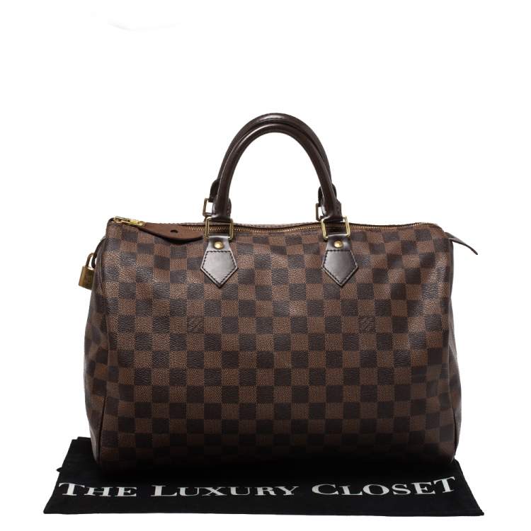 Pre Owned Louis Vuitton Damier Ebene Canvas Speedy 35 Bag